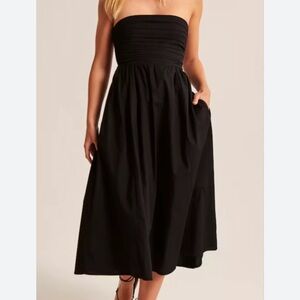 Abercombie Poplin Emerson Black Strapless Dress